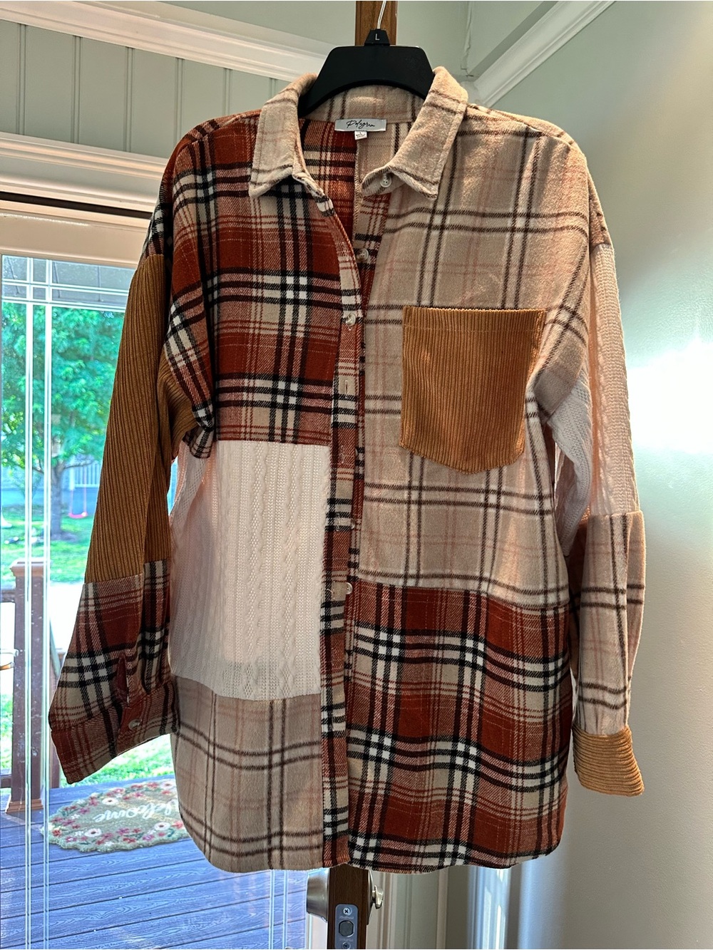 Polagram Pink & Rust Plaid Wool-Blend Shacket